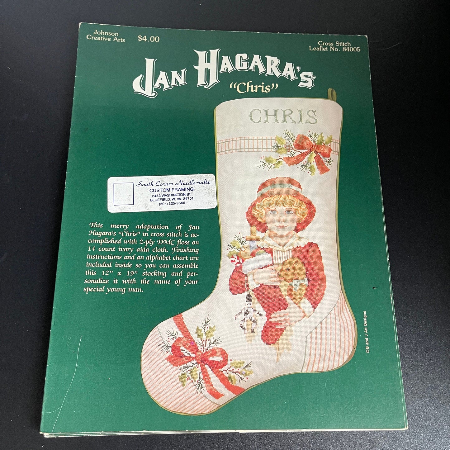 Jan Hagara&#39;s Choice Of &quot;Chris&quot; Stocking or &quot;Jimmy&quot; Johnson Creative Arts Vintage Counted Cross Stitch Charts