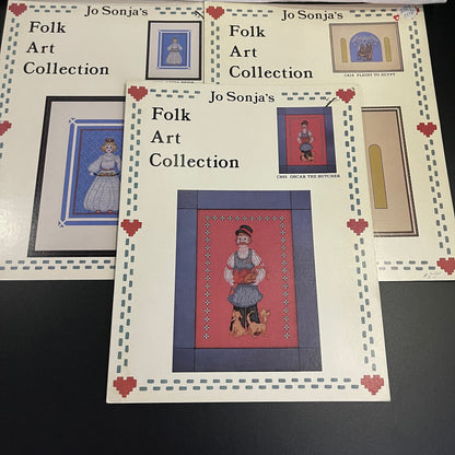 Jo Sonja&#39;s Folk Art Collection Choice Of 3 Vintage 1985 Counted Cross Stitch Charts See Pictures and Variations*