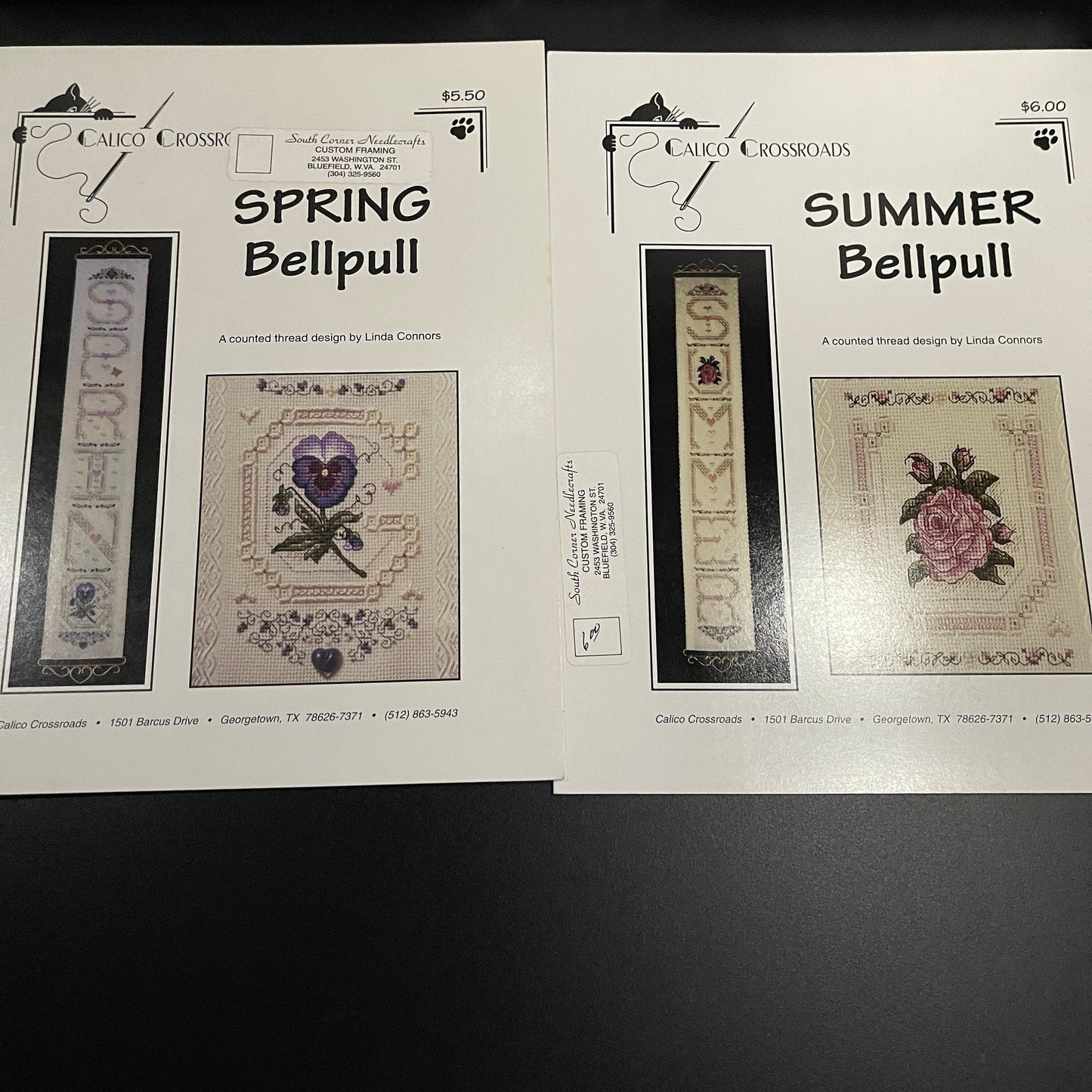 Calico Crossroads Choice of Summer or Spring Bellpulls Vintage 1997 Counted Cross Stitch Charts