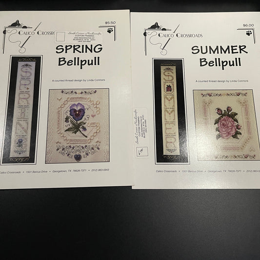 Calico Crossroads Choice of Summer or Spring Bellpulls Vintage 1997 Counted Cross Stitch Charts