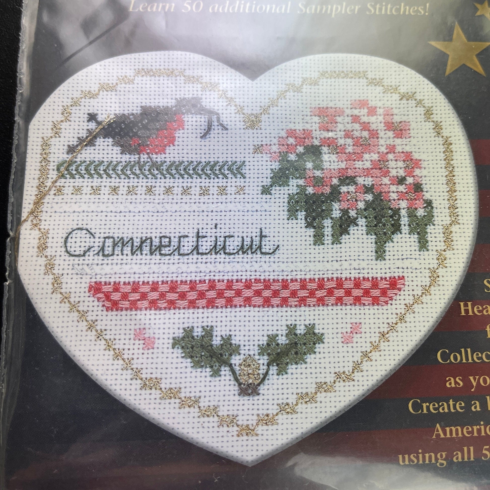 The Victoria Sampler Hearts of America Connecticut Counted Cross Stitch Chart