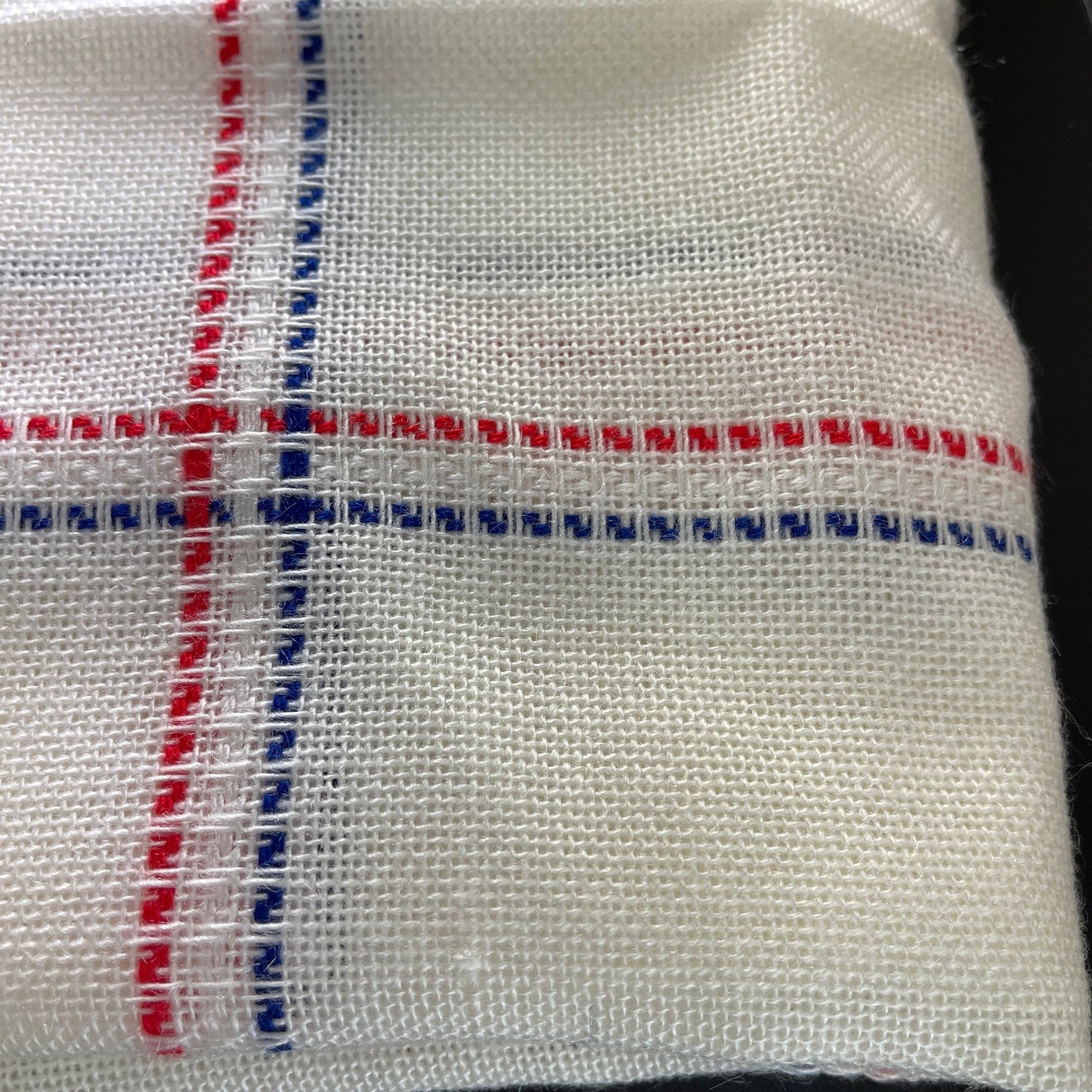 Liberty Anne White with Blue and Red Stripes Cross Stitch Fabric 22 by 47 Inch and 11 by 11 Inch Pieces Included