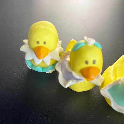 Cute Little Set Of 4 Dressed Up Chicks Miniature Vintage Collectible Spring Decor Figurines