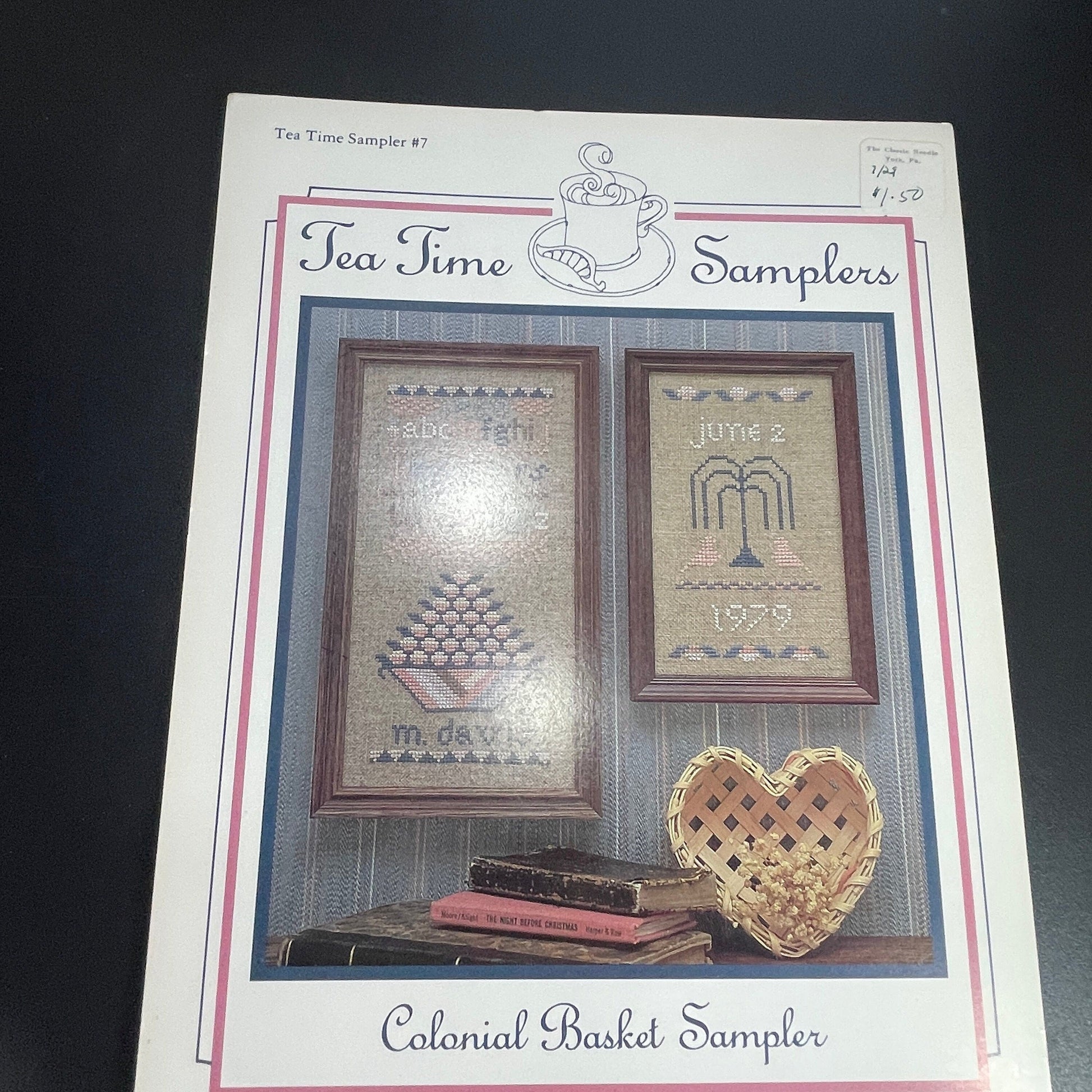 Tea Time samplers Set of 2 Strawberry Sampler and Colonial Basket Sampler