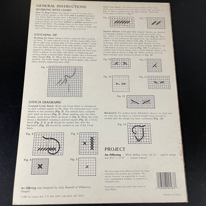 Leisure Arts An Offering Leaflet 583 vintage 1987 counted cross stitch chart