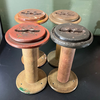 Wonderful wooden textile thread spools 9.5 inch vintage needle-art collectibles