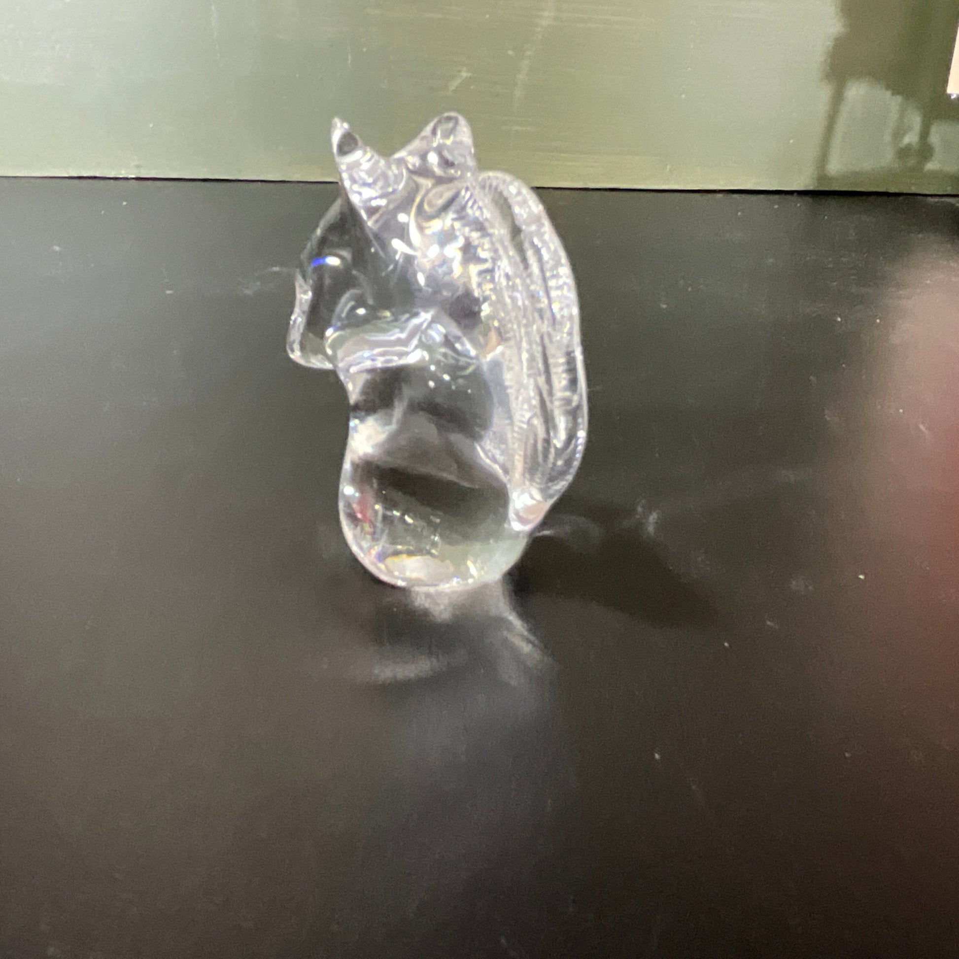 Crystal clear glass horse head 2 inch miniature vintage figurine collectible