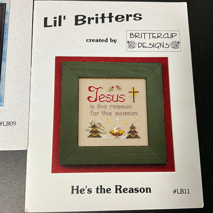 Lil&#39; Britters set of 2 He&#39;s the Reason & Believe cross stitch charts