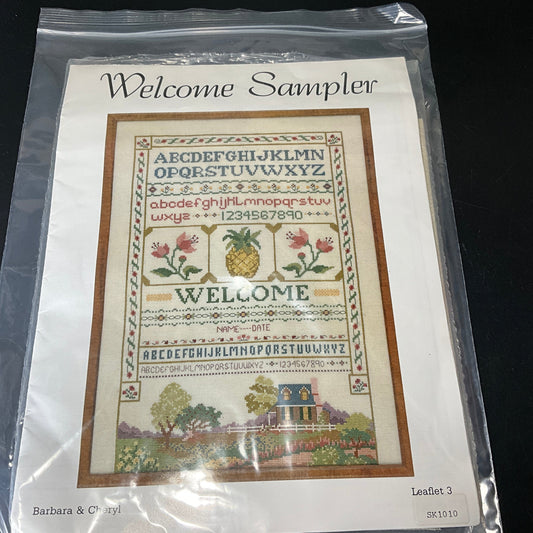 Barbara & Cheryl Welcome Sampler sk1010 vintage cross stitch kit