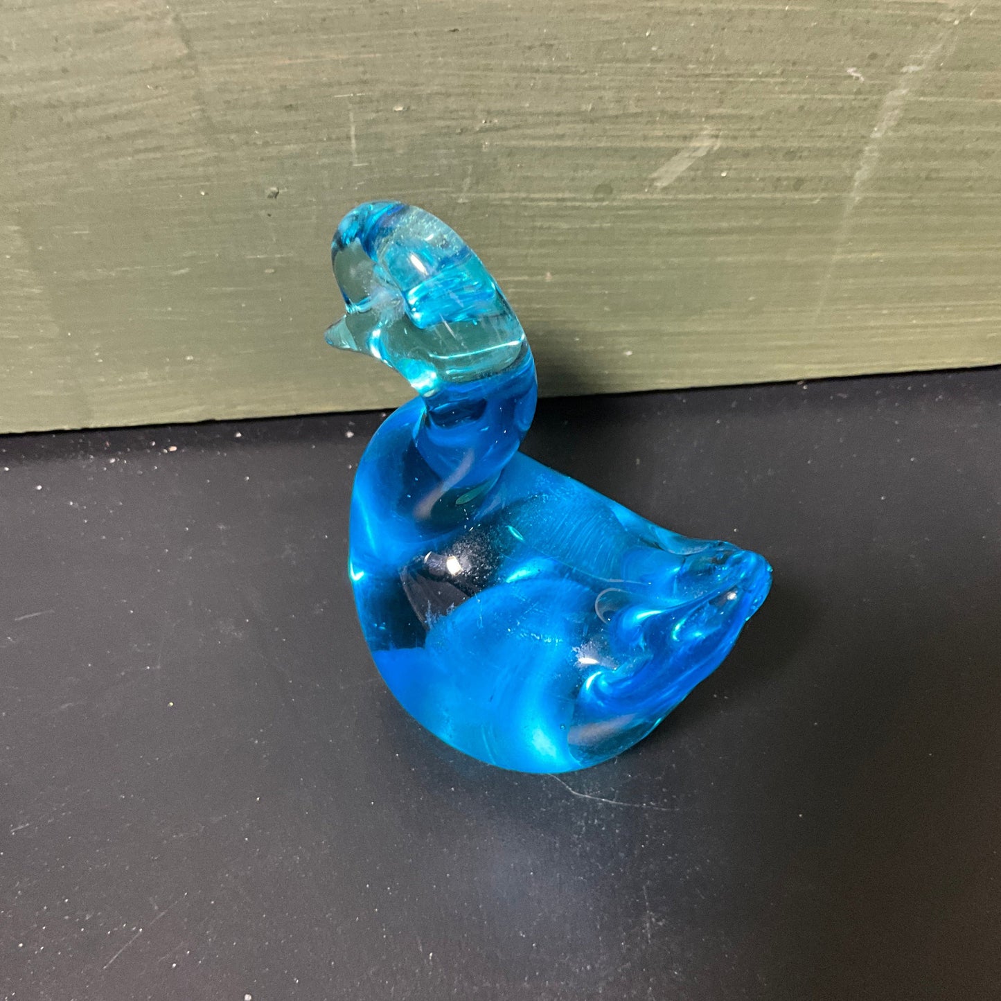 Beautiful Blue Glass Duck figurine