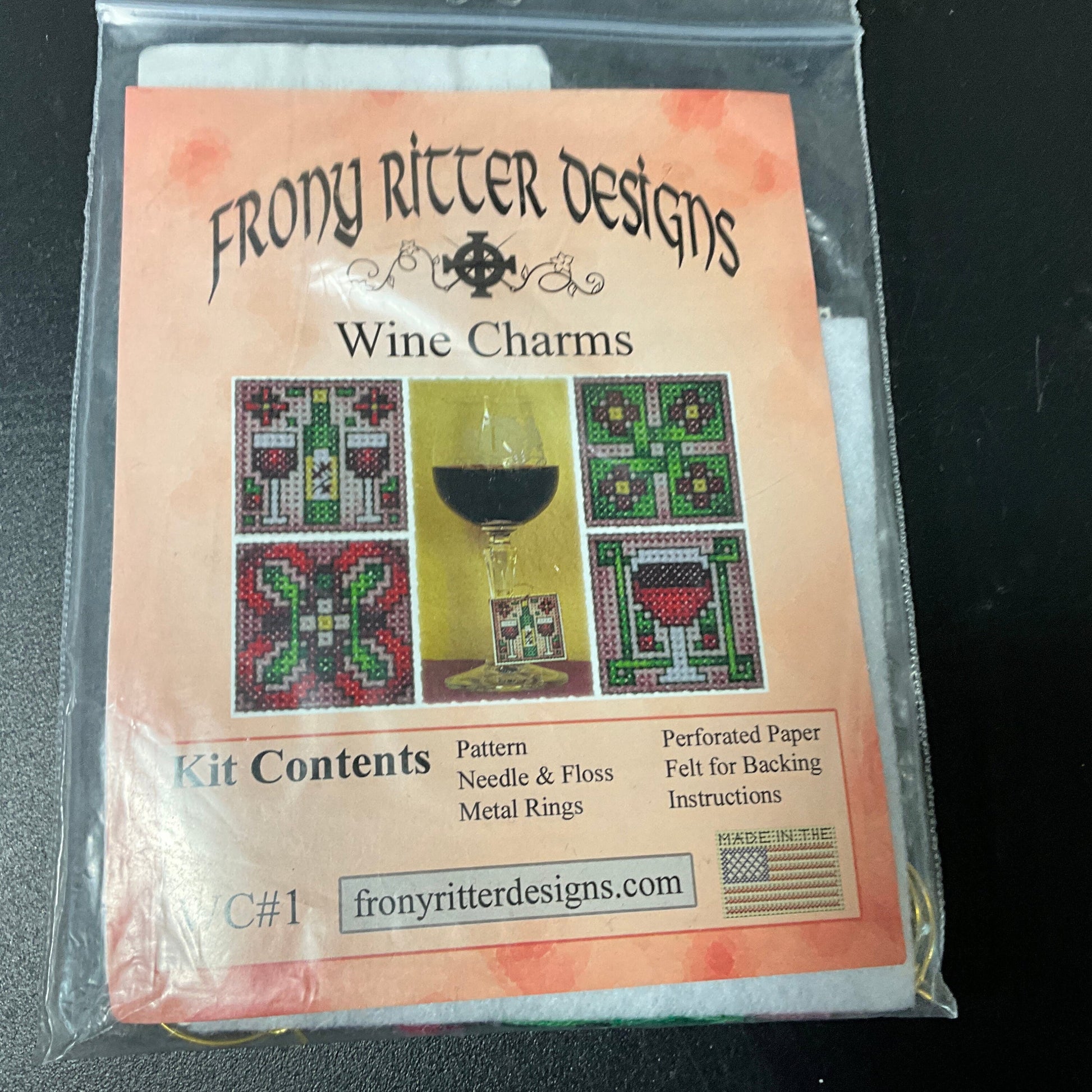 Frony Ritter Designs Wine Charms cross stitch kit