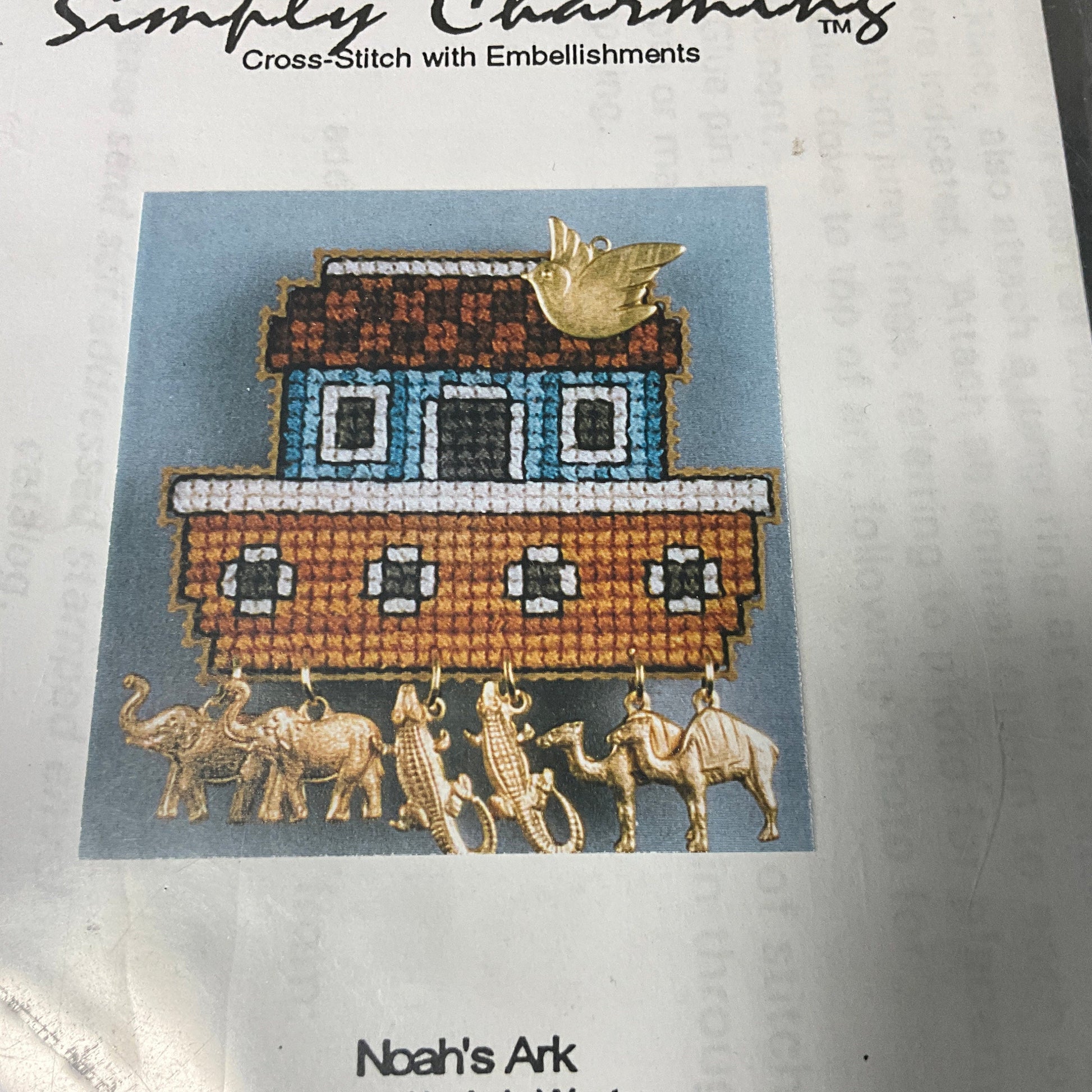 Simply Charming Noah&#39;s Ark counted cross stitch kit includes plastic canvas and charms