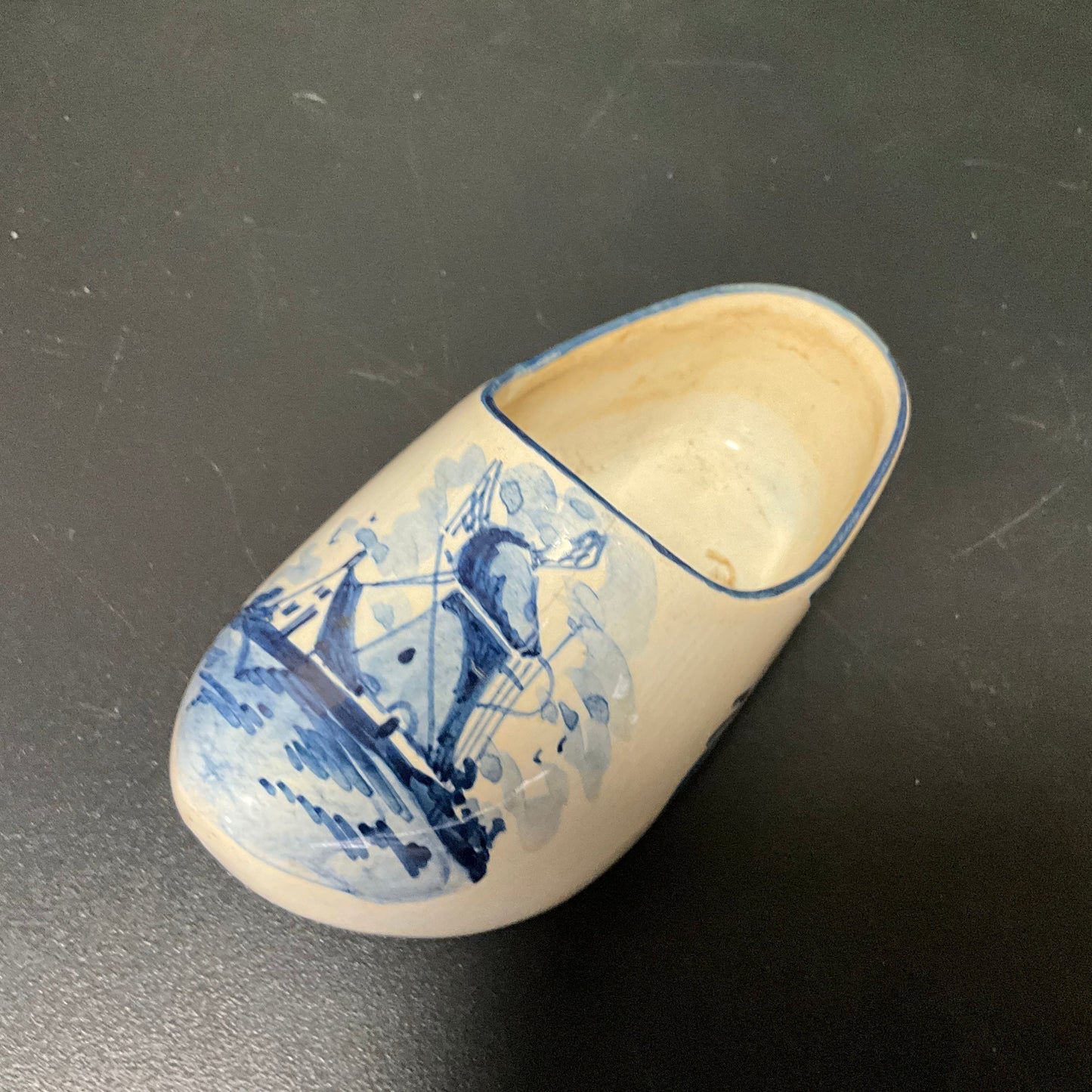 Precious porcelain Dutch Clog Delft Blue handpainted made in Holland souvenir collectible 4.5 inches