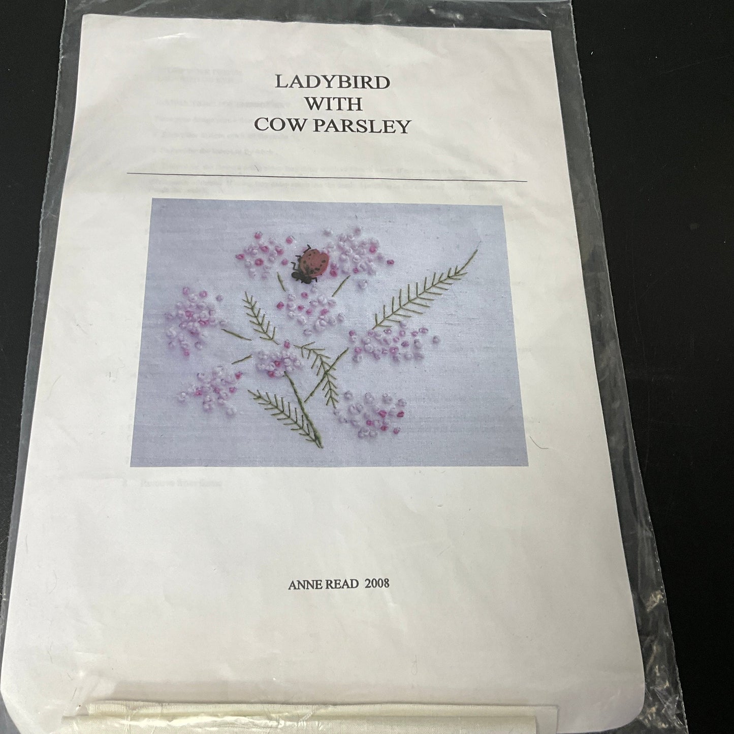 Stumpwork Design Ladybird with Cow Parsley Anne Read vintage 2008 needlecraft kit