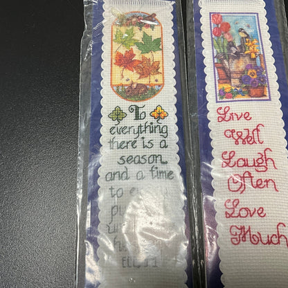 Bucilla bookmarks set of 2 printed cross stitch kits live love laugh and Autumn