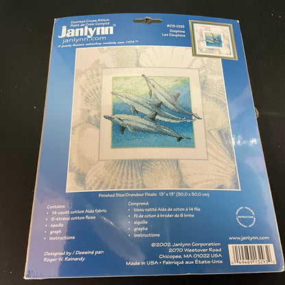 Janlynn Dolphins #013-0293 v2002 counted cross stitch kit 14 count AIDA