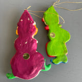Christmas Clowns Pair of Hand Made In Korea Christmas Tree Ornaments