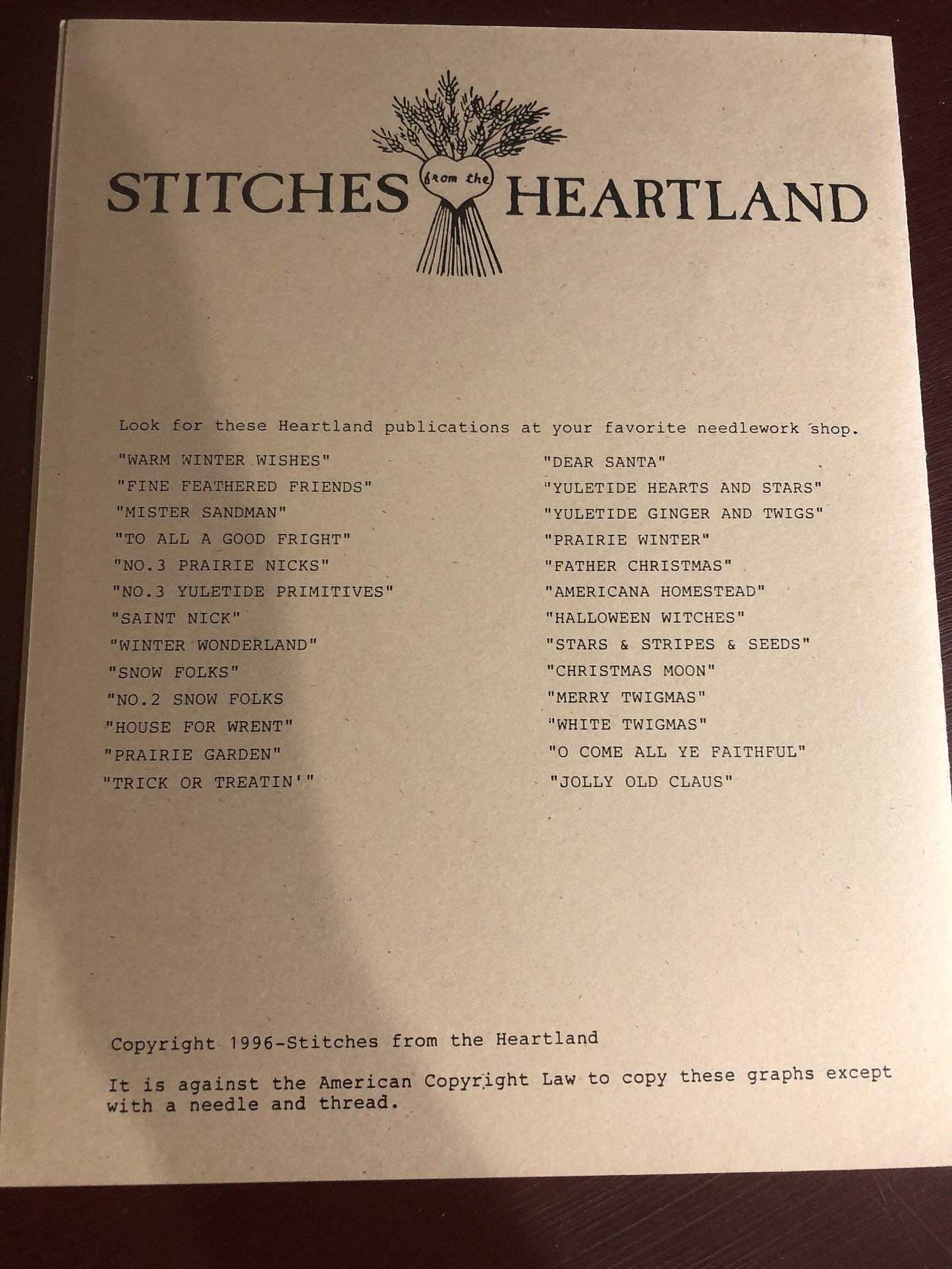 Stitches From the Heartland, Jolly Old Clause, Vintage 1996, Counted Cross Stitch Pattern