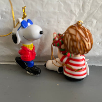 Peanuts Snoopy & Linus Charles Schultz Pair of Christmas Ornaments