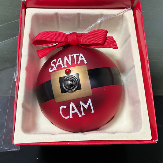 Dennis Post Unlimited Big Red Santa Cam Christmas ball ornament