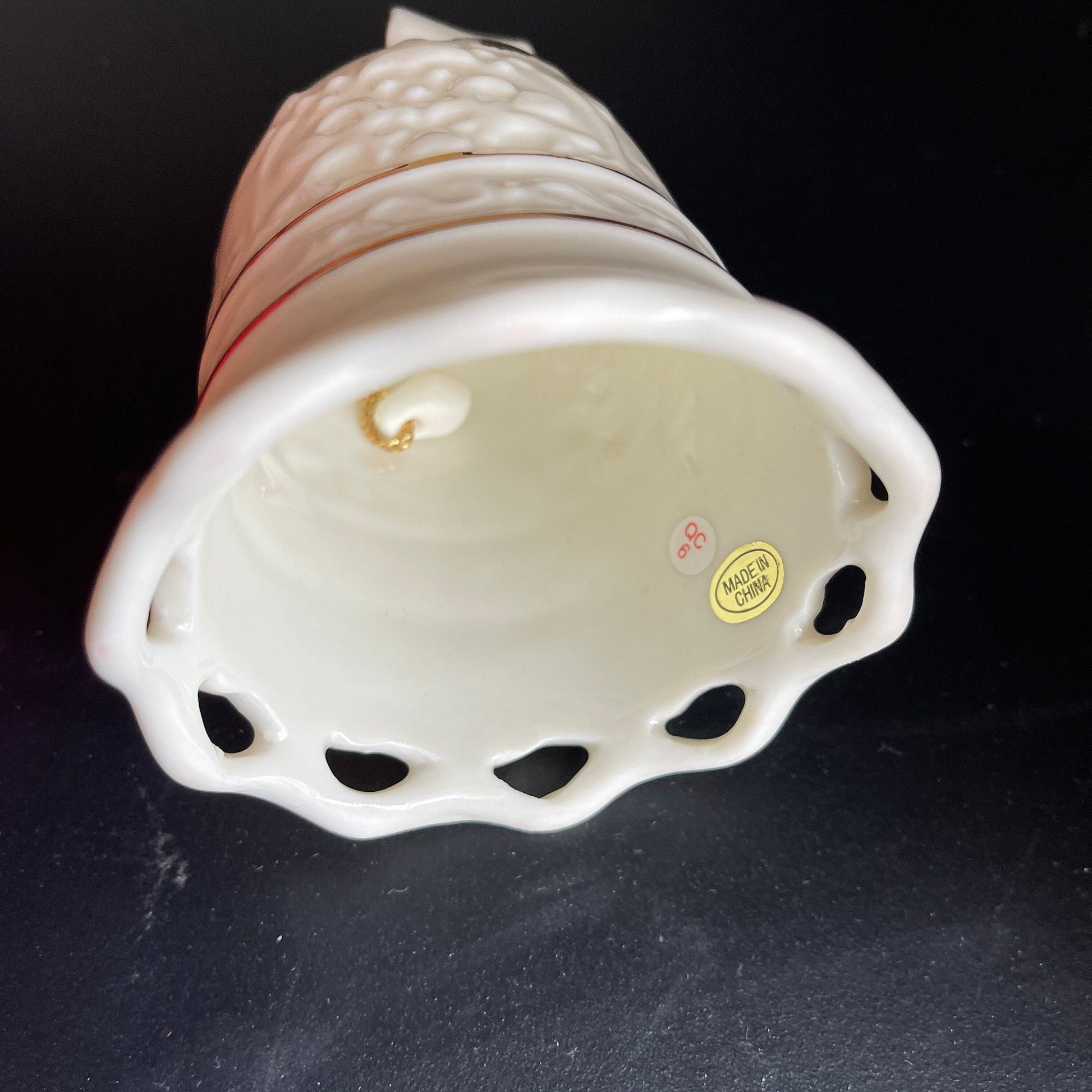 Whimsical White Porcelain Bell Dated 1998 Christmas Ornament