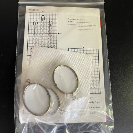 Wang's International ornaments, candles and snowman wkit050 vintage Christmas Cross Stitch Kit*