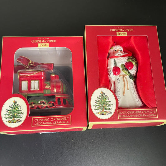 Spode Christmas Tree choice of Santa Clause or Train Engine porcelain ornaments see pictures and variations*