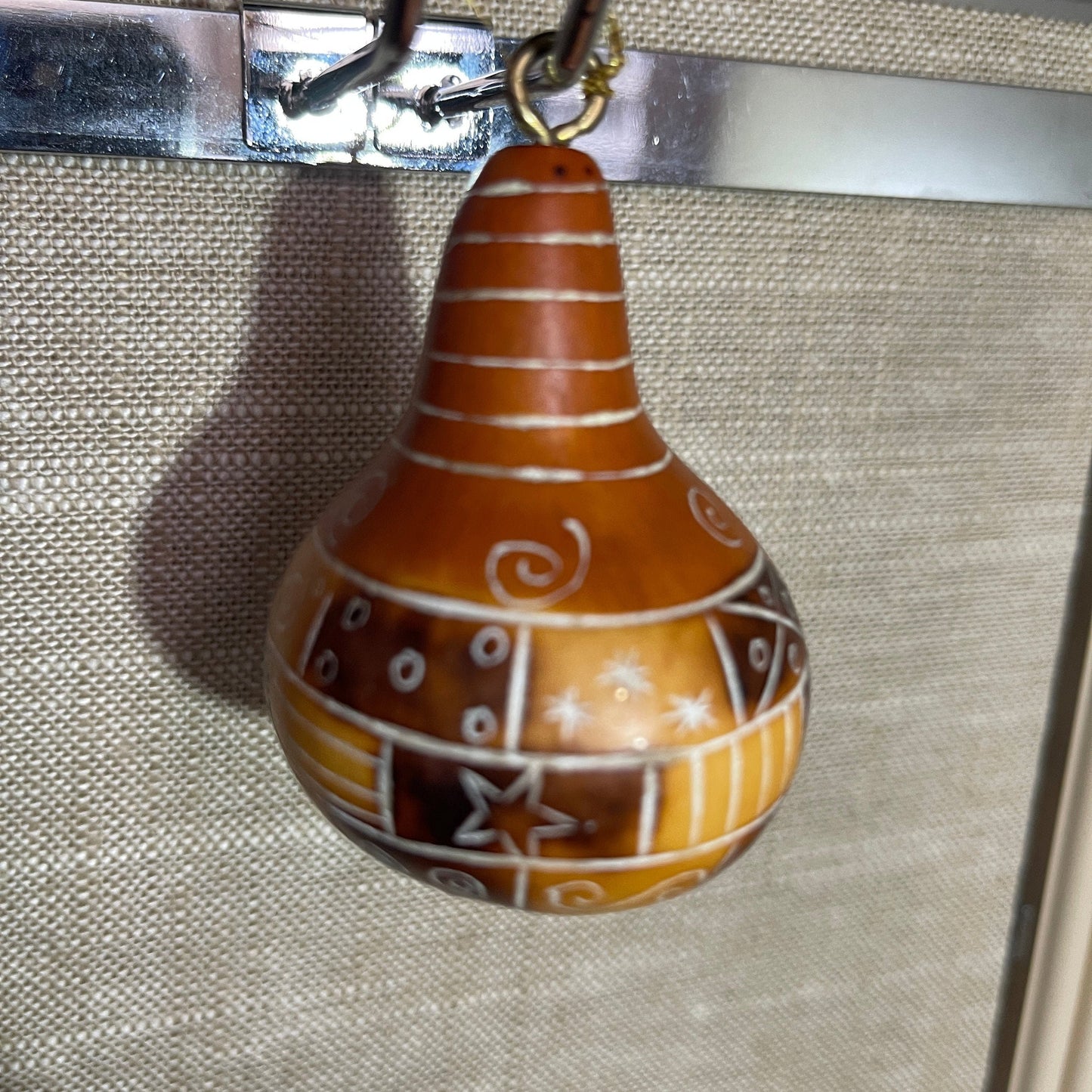 Indigenous Peoples style carved gourd Christmas ornament