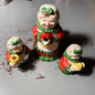 Mrs Claus Tea Set miniature set of 3 painted glazed ceramic vintage collectible