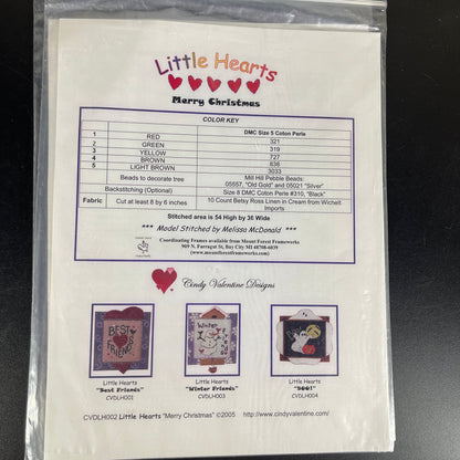 Little Hearts set of 2 Merry Christmas & Winter Friends cross stitch for kids