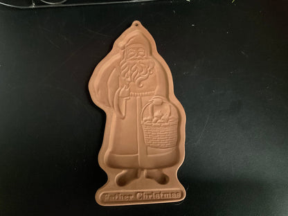 Longaberger Pottery Santa Clause cookie molds Set of 2 vintage 1990 & 1991 Christmas kitchen collectibles