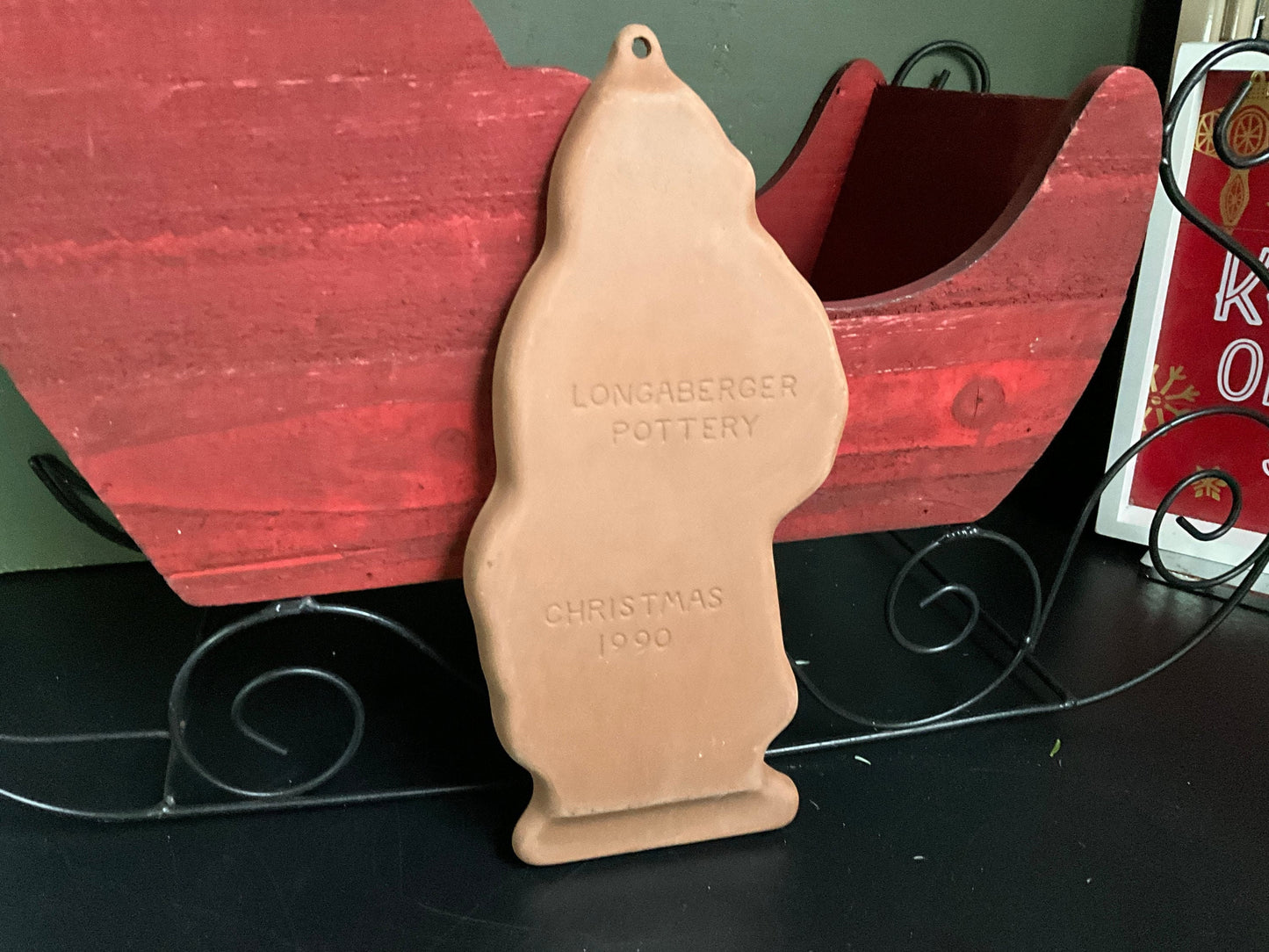 Longaberger Pottery Santa Clause cookie molds Set of 2 vintage 1990 & 1991 Christmas kitchen collectibles