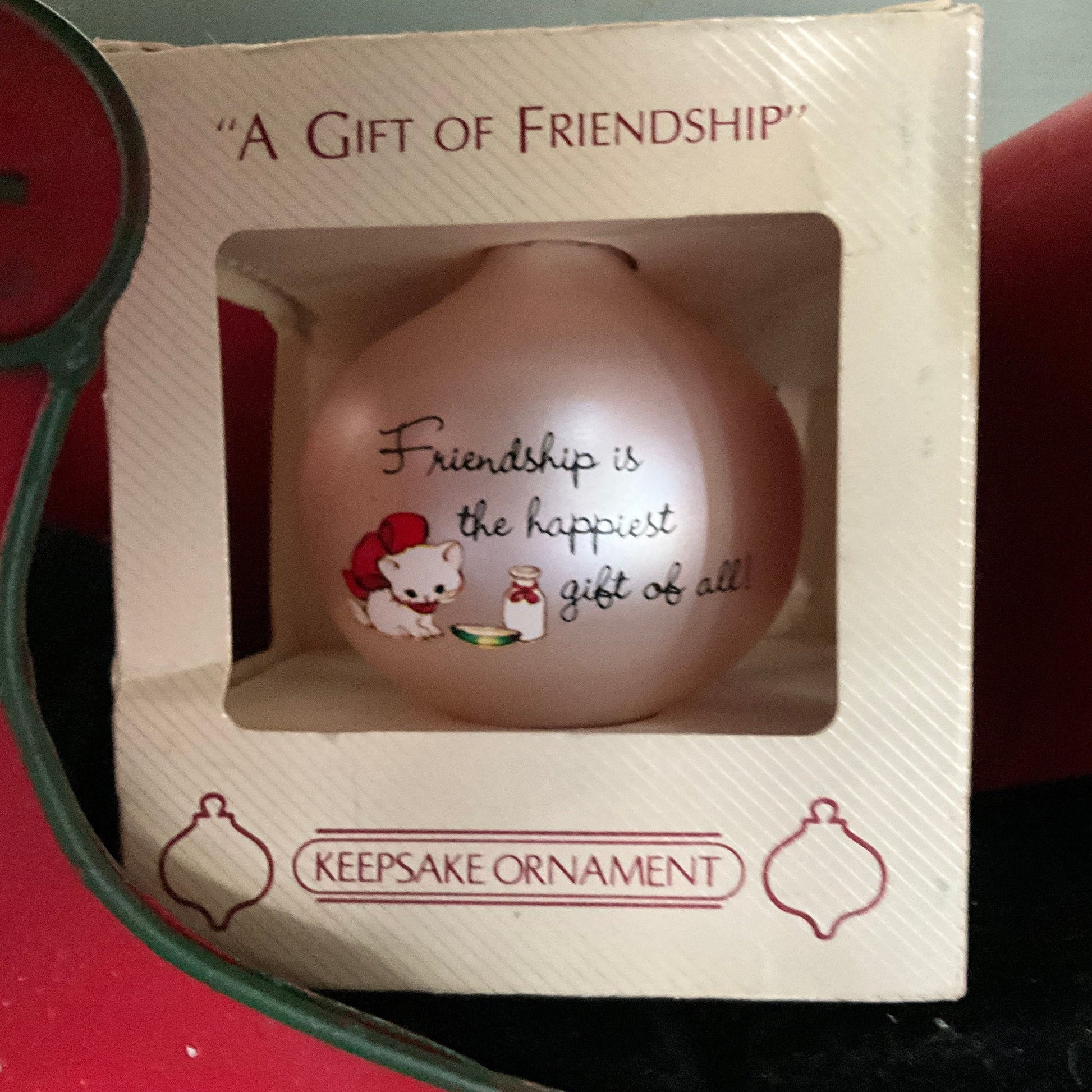 Hallmark Gift of Friendship dated 1984 Keepsake glass teardrop ball ornament QX2604