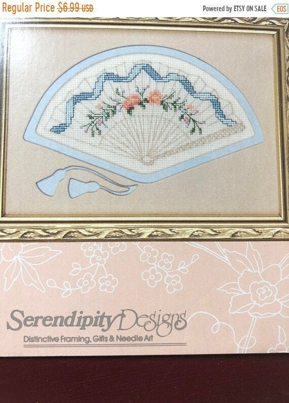 Serendipity Designs, Set of 2, Sweet Briar Vintage 1994, 117 by 80, and Carolines Fan Vintage 1990, 90 by 48, Counted Cross Stitch Patterns