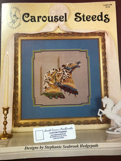 Stephanie Seabrook Hedgepath, Carousel Steeds, A Pegasus Publication, Vintage 1989, Counted, Cross Stitch, Pattern, stitch Count 135 by 140