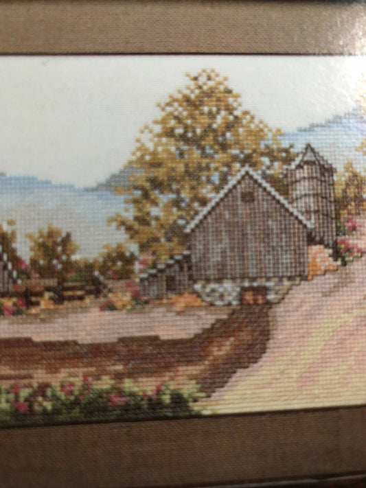 Barrett House, Mountain Trails, counted cross stitch, design by, Janie Jones, Emily&#39;s Path, Maguires&#39;s Meadow