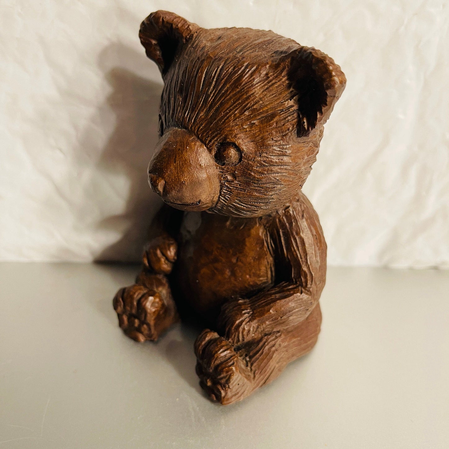 Red Mill, Handcrafted Bear, Crushed Pecans and Lacquer, Vintage 1986, Decorative Collectible Figurine