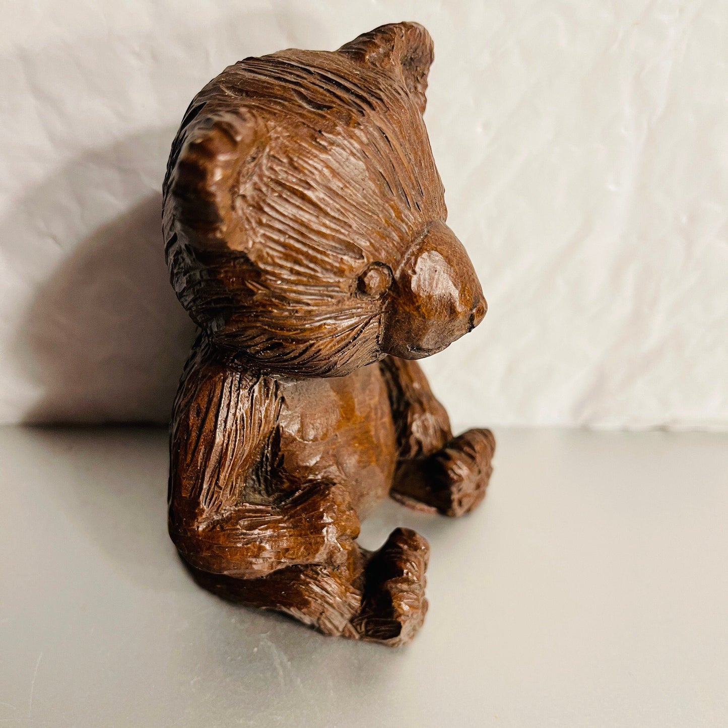 Red Mill, Handcrafted Bear, Crushed Pecans and Lacquer, Vintage 1986, Decorative Collectible Figurine