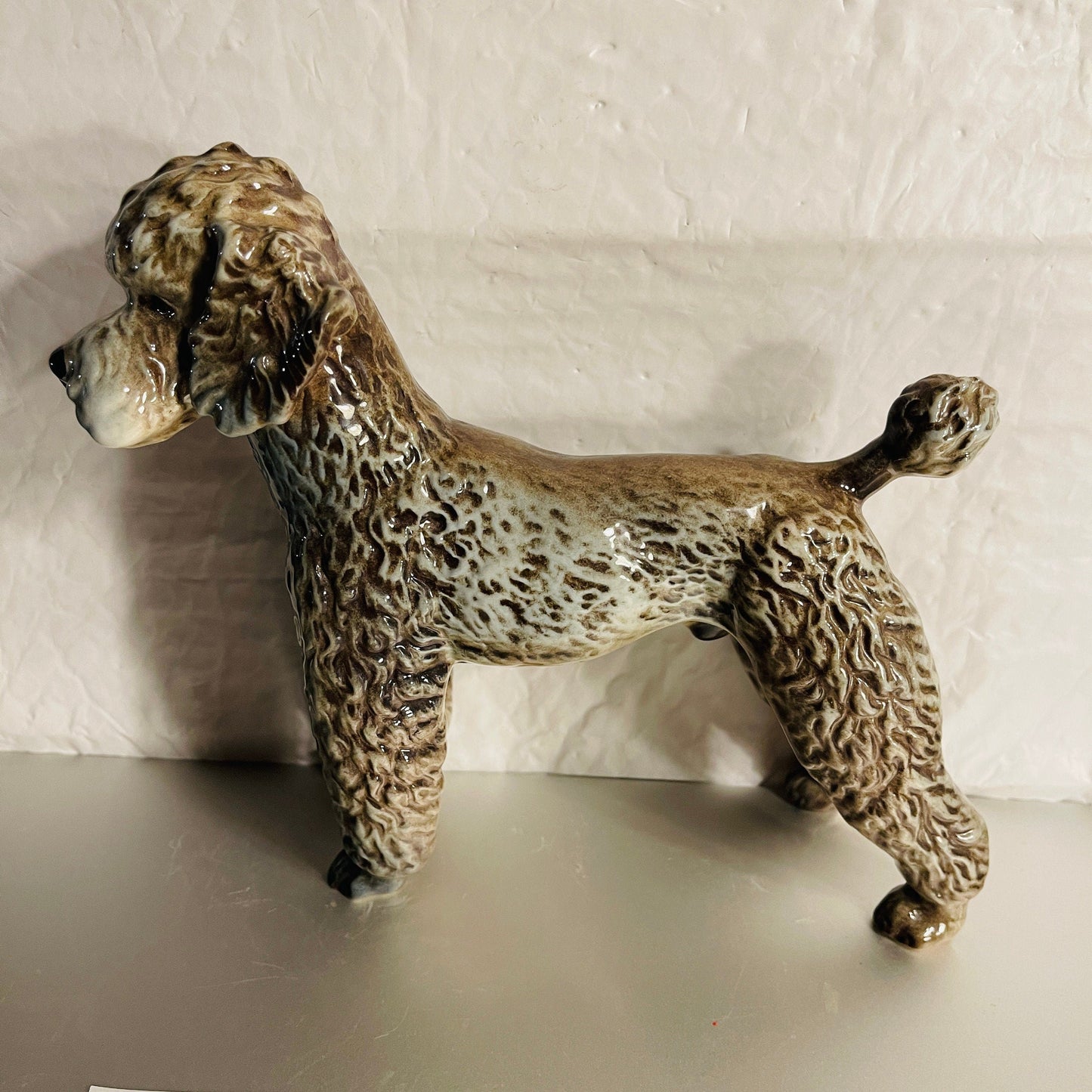 Goebel, Gray Poodle, CH 620, Vintage 1968, Porcelain, Collectible Figurine, 7.5 By 6.5 By 2.5 Inches