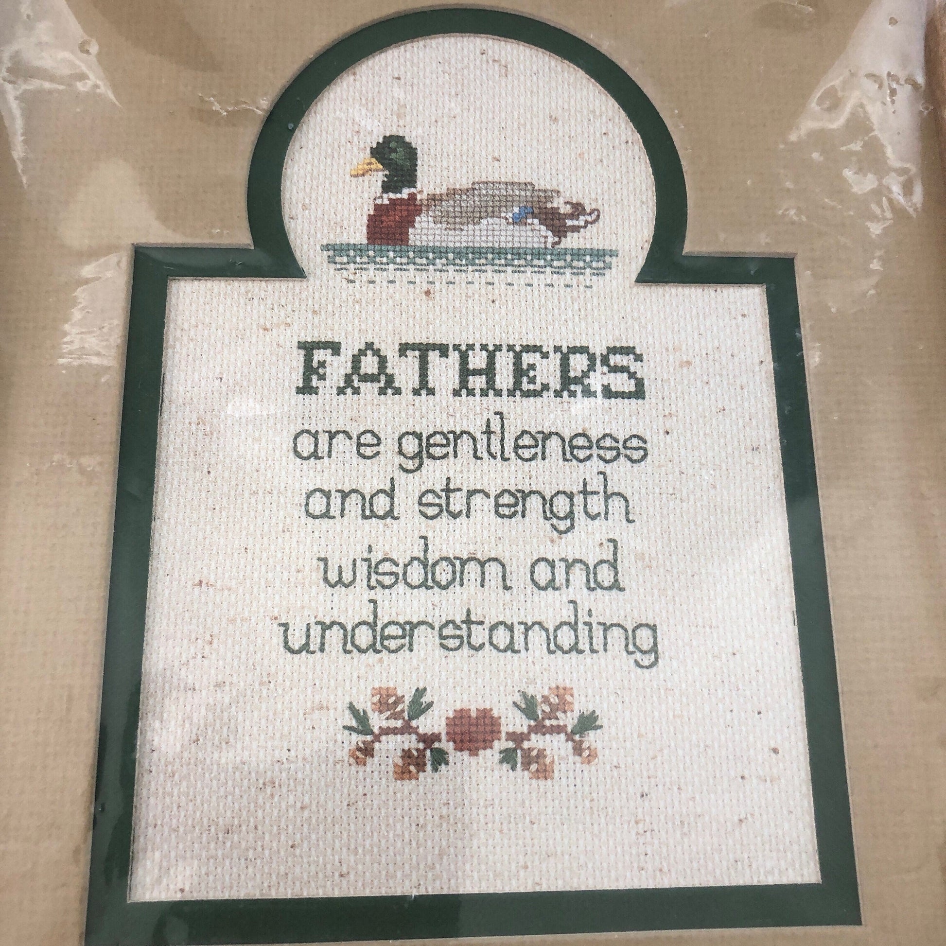 Fathers, Country Mats &#39;N Frames, Sue Hillis, Vintage 1987, Counted Cross Stitch Design with Frame