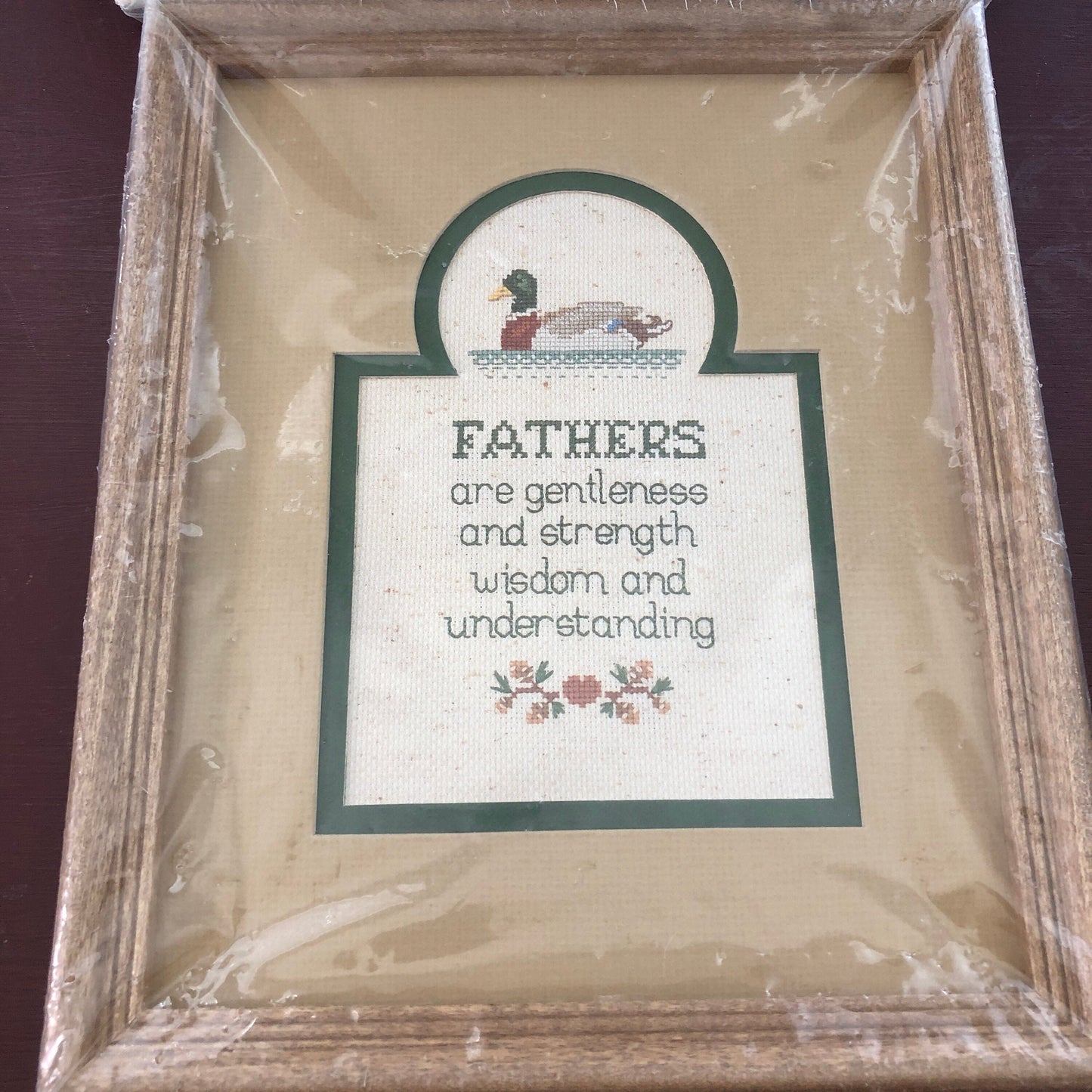 Fathers, Country Mats &#39;N Frames, Sue Hillis, Vintage 1987, Counted Cross Stitch Design with Frame