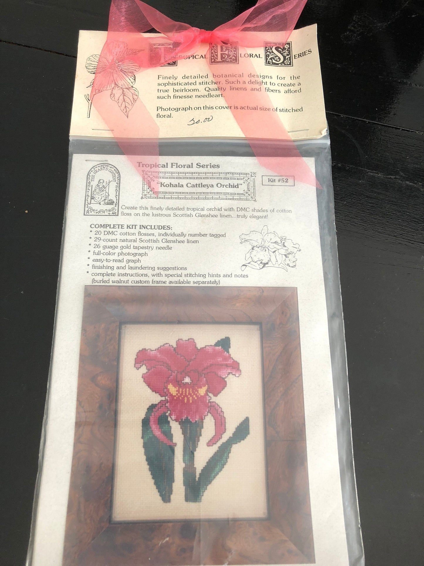 Hearts Content, Tropical Floral Series, Kohala Cattleya Orchid, Vintage 1996, Counted Cross Stitch Kit*