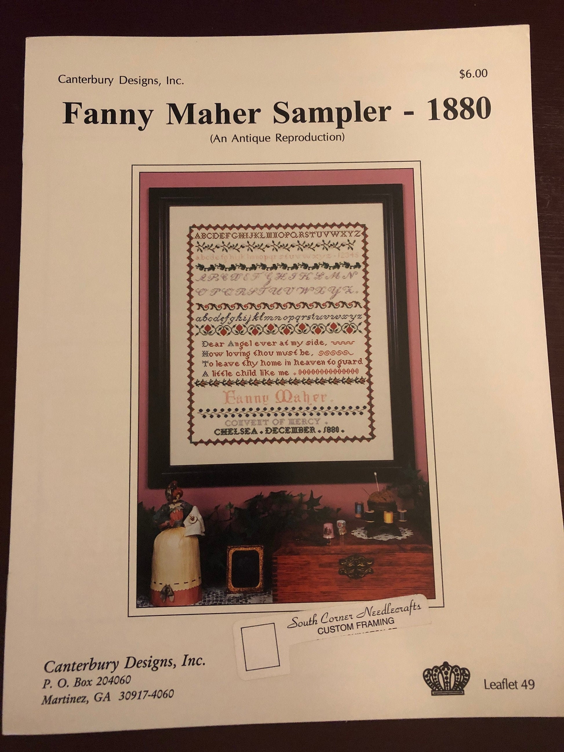 Fanny Maher Sampler-1880, Canterbury Designs, Vintage 1997, Counted Cross Stitch Pattern