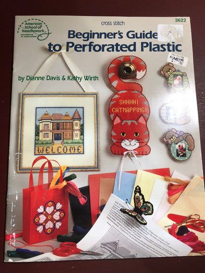 American School of Needlework Beginner&#39;s Guide to Perforated Plastic Cross stitch by Diane Davis and Kathy Wirth 3622 Vintage 1993 patterns