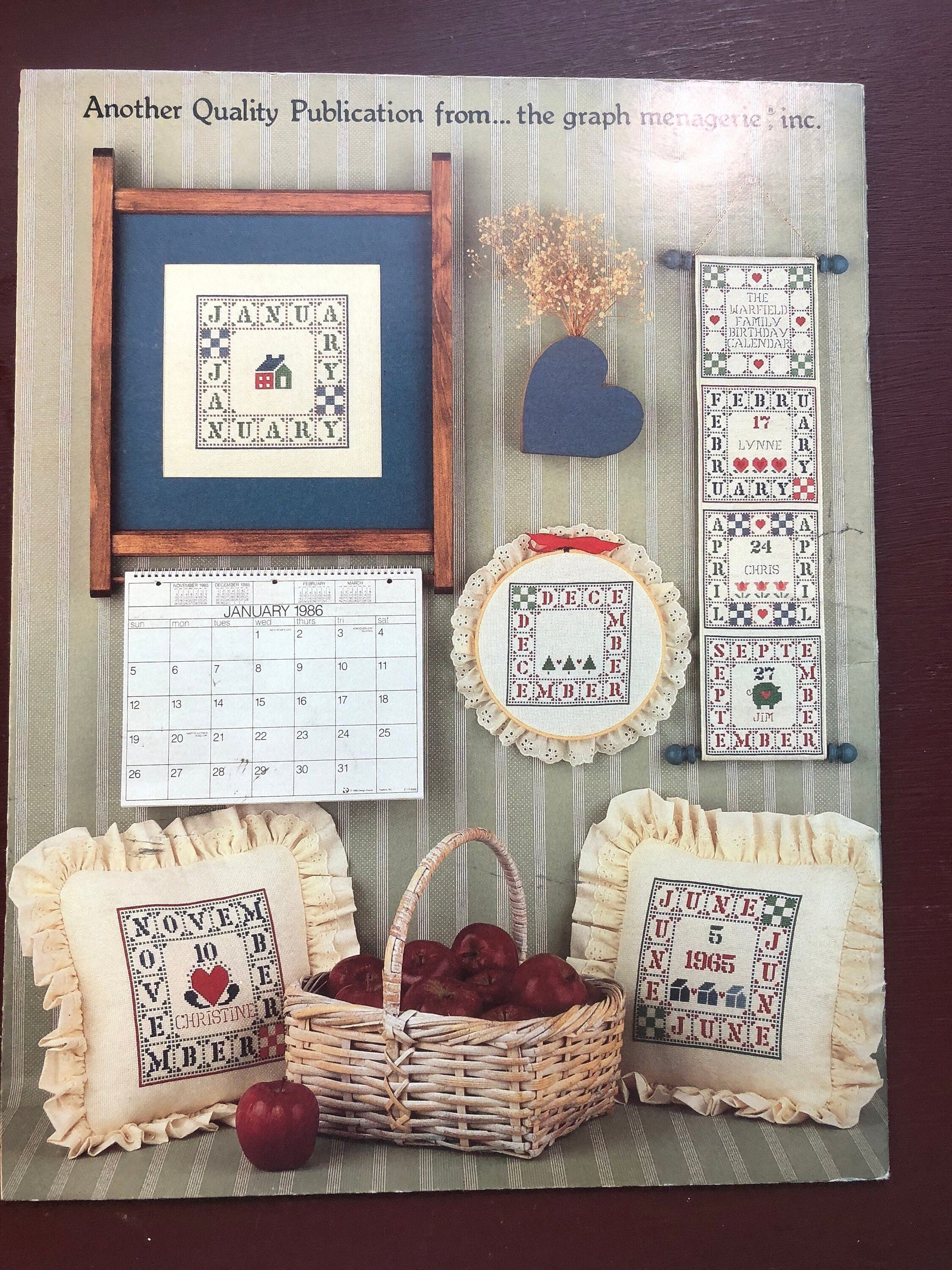 Folk Art Months, From the Graphmenagerie, #18, Vintage Counted Cross Stitch Patterns