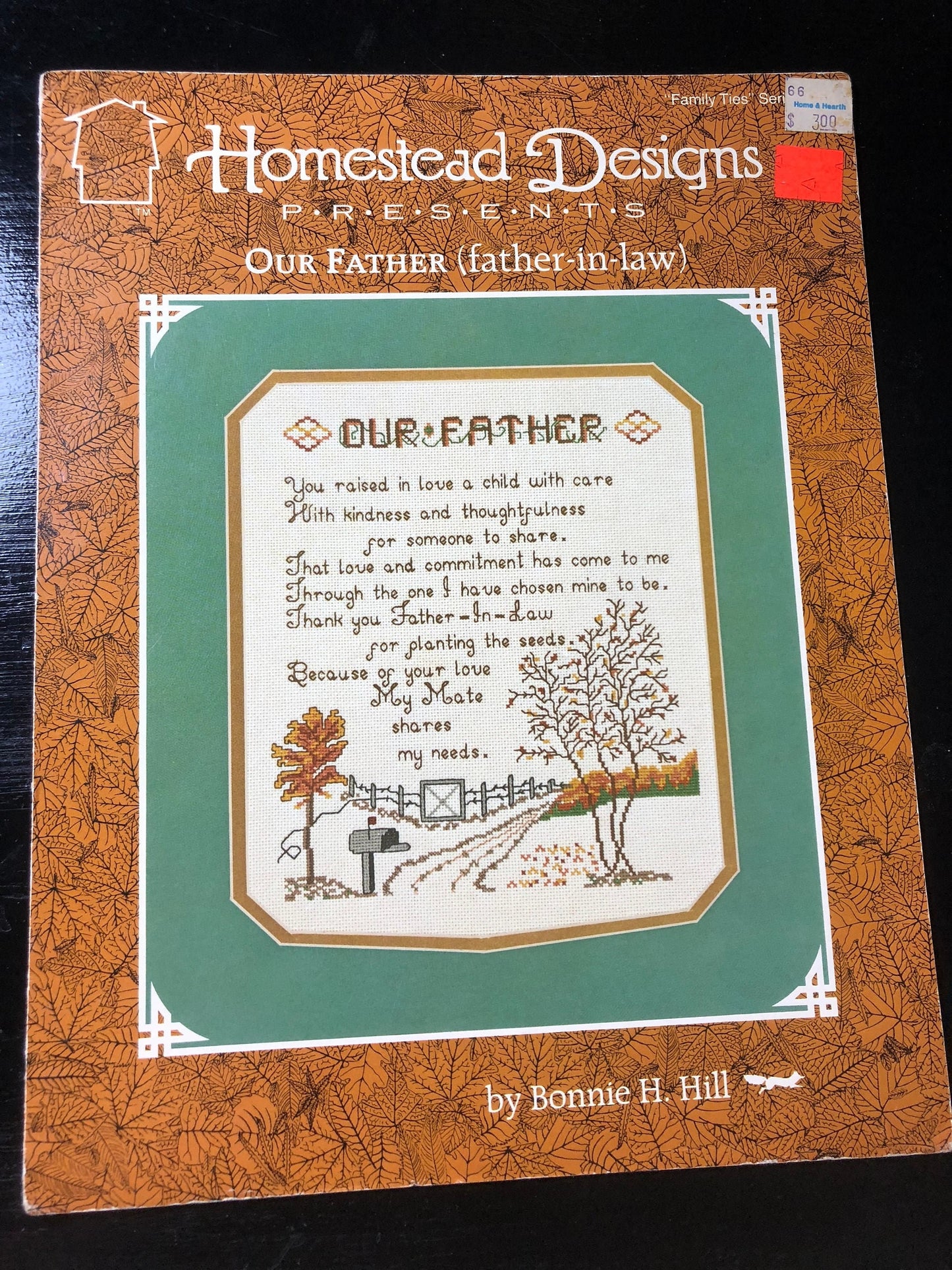 Homestead Designs, Presents, Our Father, (father-in-law), Family Ties Series, by Bonnie Hill, Vintage 1986, OOP, Cross Stitch Pattern