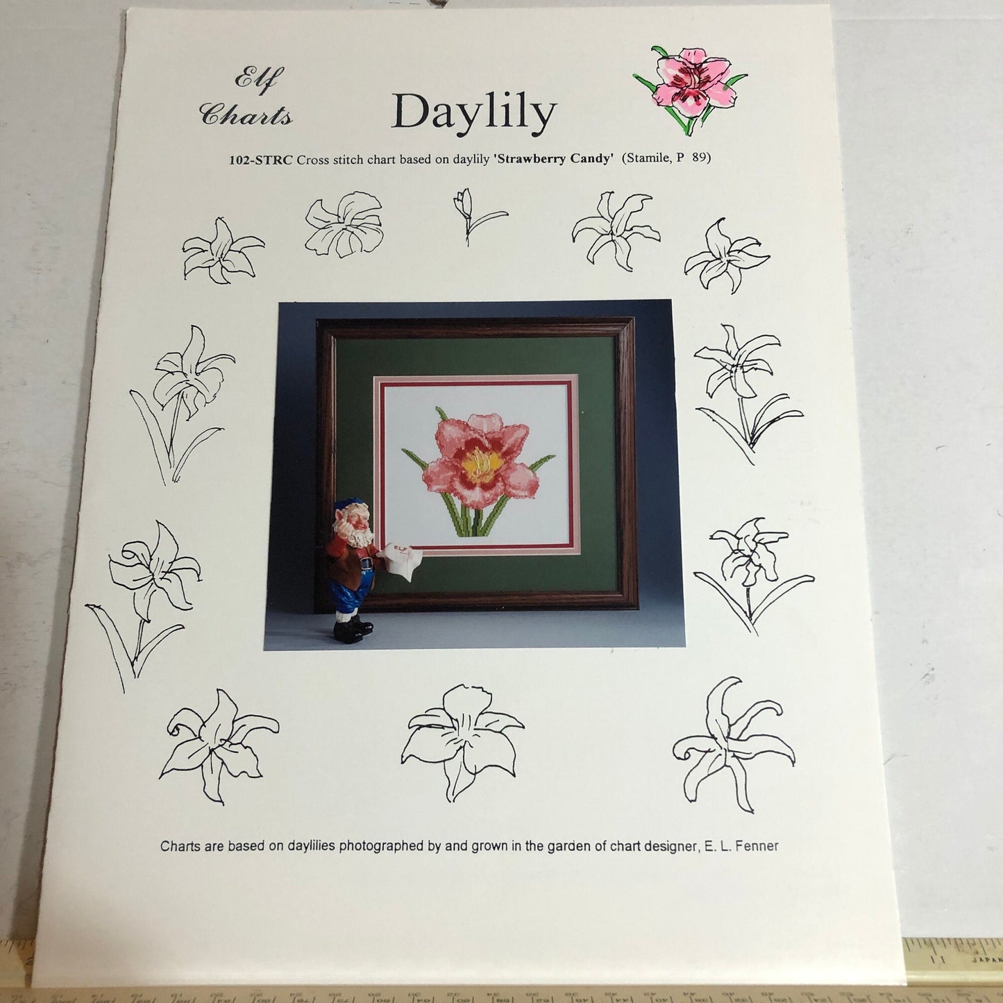 Elf Charts, Daylily, Strawberry Candy, Vintage 2000, Counted Cross Stitch Chart