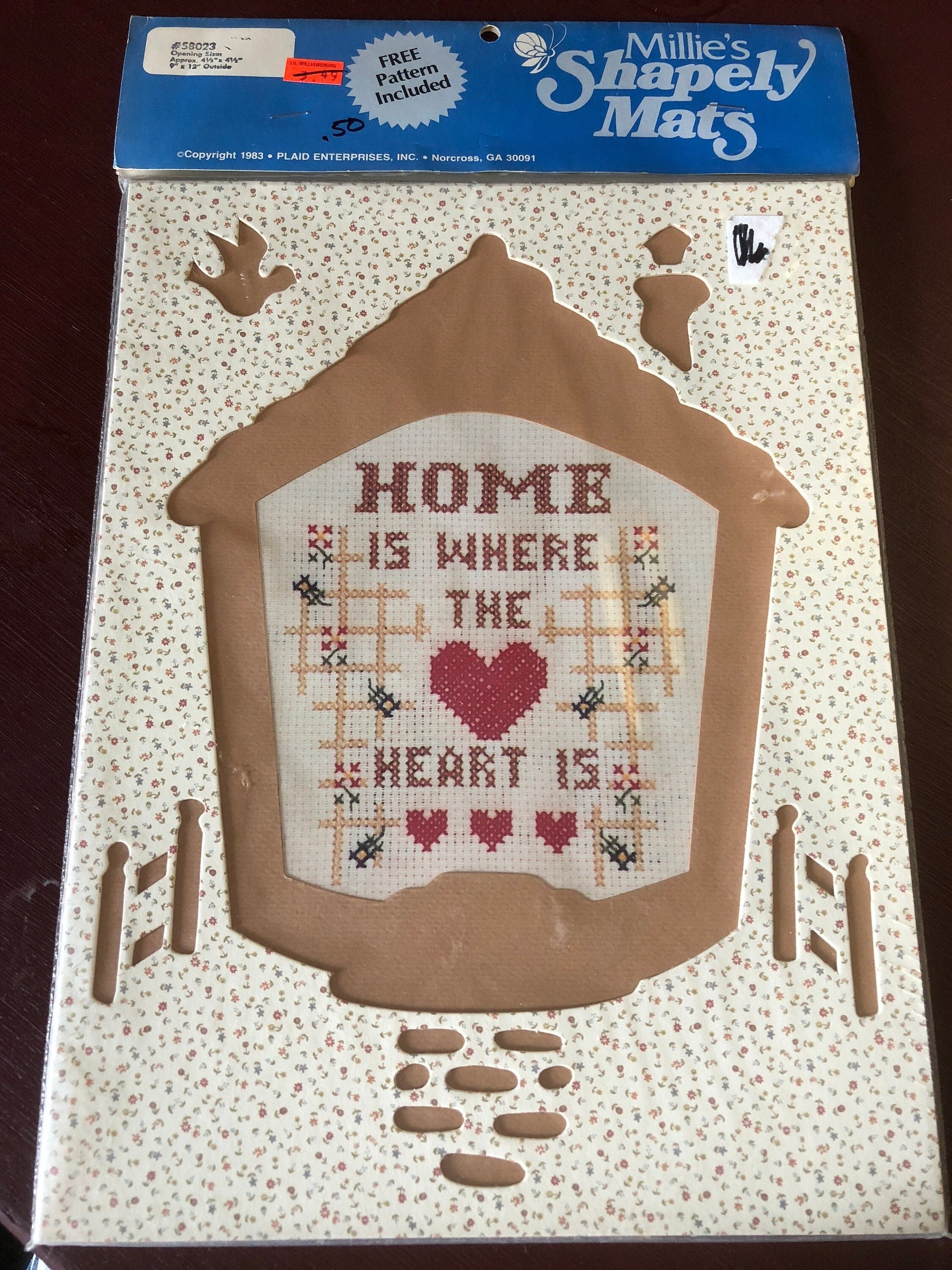 Choice of Heart, House, or Hen, Vintage 1983, Millie&#39;s Shapley Mats, For Cross Stitch, Free Pattern Included