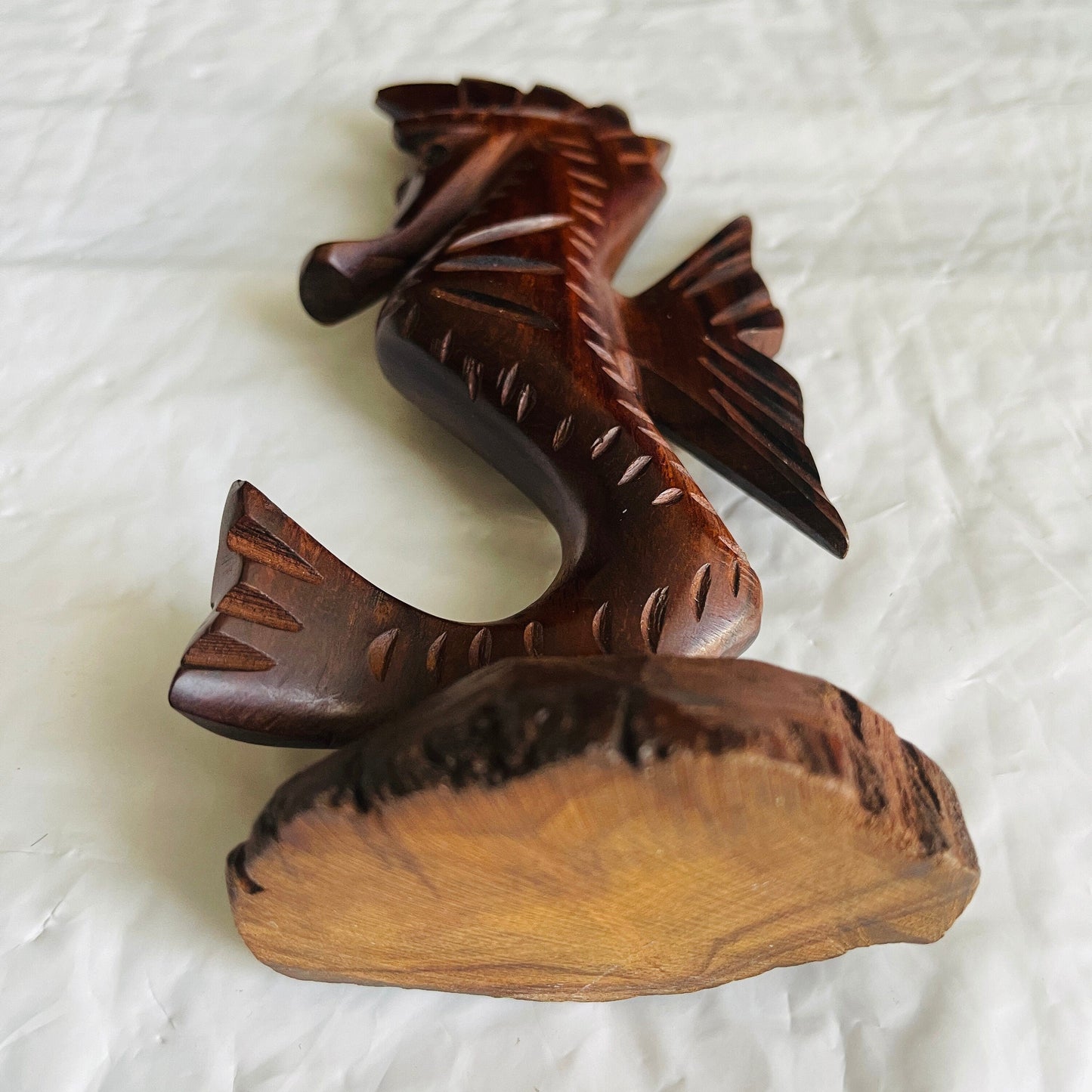 Seahorse, or Seashell, choice of hand carved solid wood figures, vintage collectible, see descriptions*