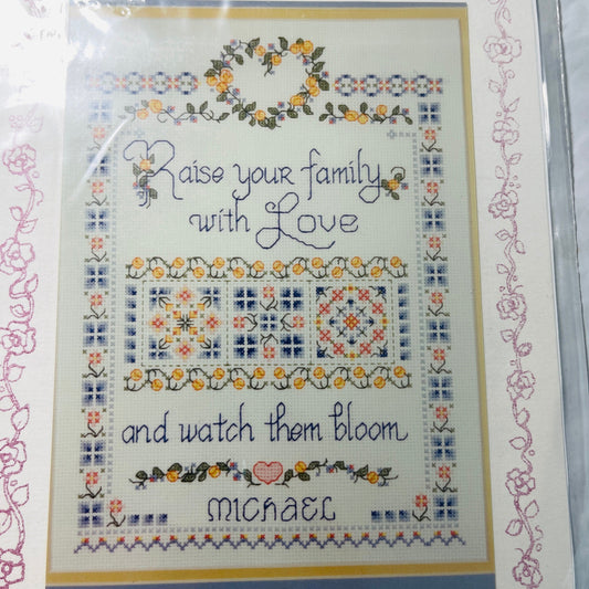 Ursula Michael Designs, Raise Your Family, #185, Counted Cross Stitch Chart 8 by 12 inches